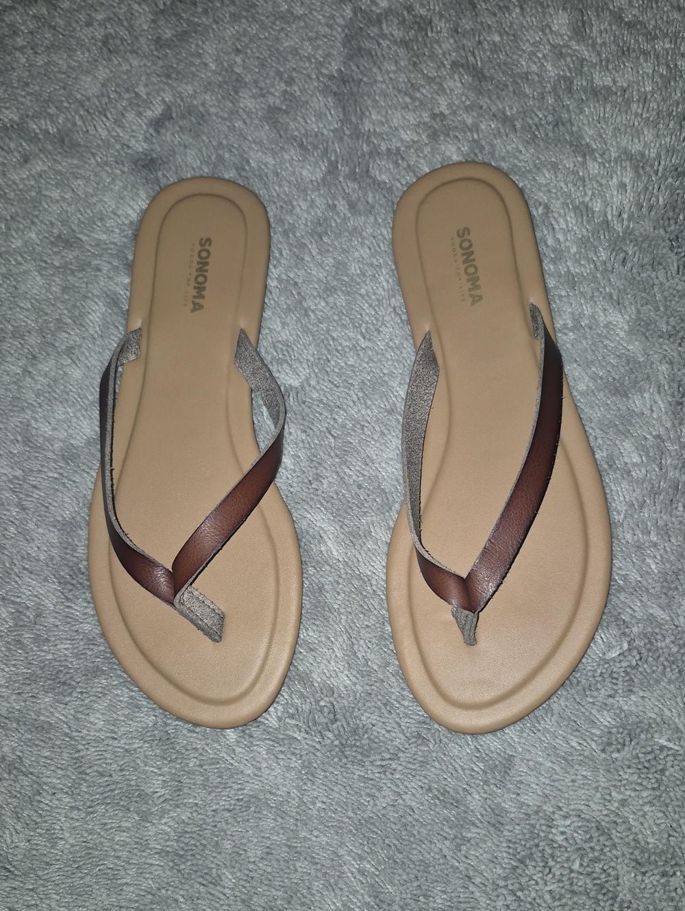 SONOMA Brown and Tan Women's Flip Flop Sandals
